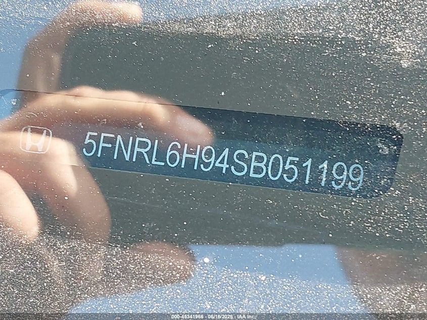 2025 Honda Odyssey VIN 5FNRL6H94SB051199 IAAI salvage auction — FRONT END, Salvage Title, sold $9,300 on 2026-07-28 (photo 9)
