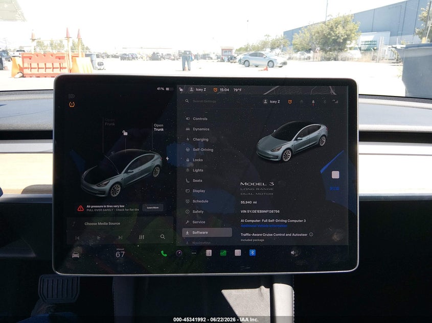 2022 Tesla Model 3 VIN 5YJ3E1EB9NF138756 IAAI salvage auction — RIGHT FRONT, Salvage Title, sold $6,800 on 2026-08-03 (photo 7)