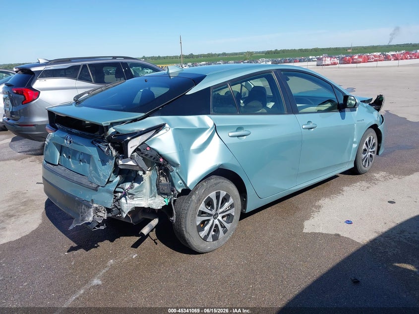 2021 Toyota Prius VIN JTDL9MFU2M3024308 IAAI salvage auction — FRONT & REAR, Salvage (Nebraska), sold $2,650 on 2026-07-30 (photo 4)