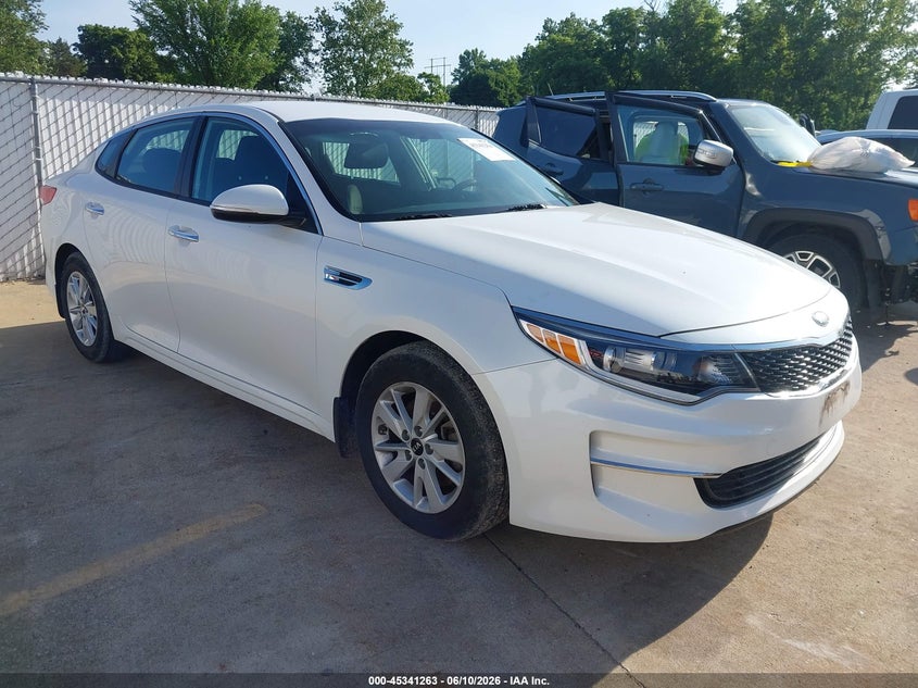 2016 Kia Optima VIN KNAGT4L33G5097823 IAAI salvage auction — LEFT FRONT, Salvage (Illinois), sold $1,650 on 2026-07-21 (photo 1)
