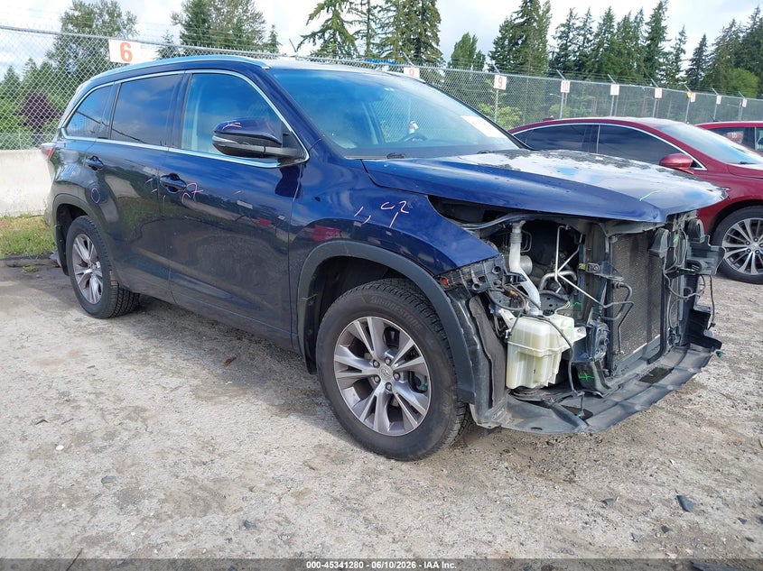 2015 Toyota Highlander VIN 5TDJKRFH9FS131403 IAAI salvage auction — FRONT END, Bill Of Sale (Washington), sold $7,850 on 2026-07-08 (photo 1)