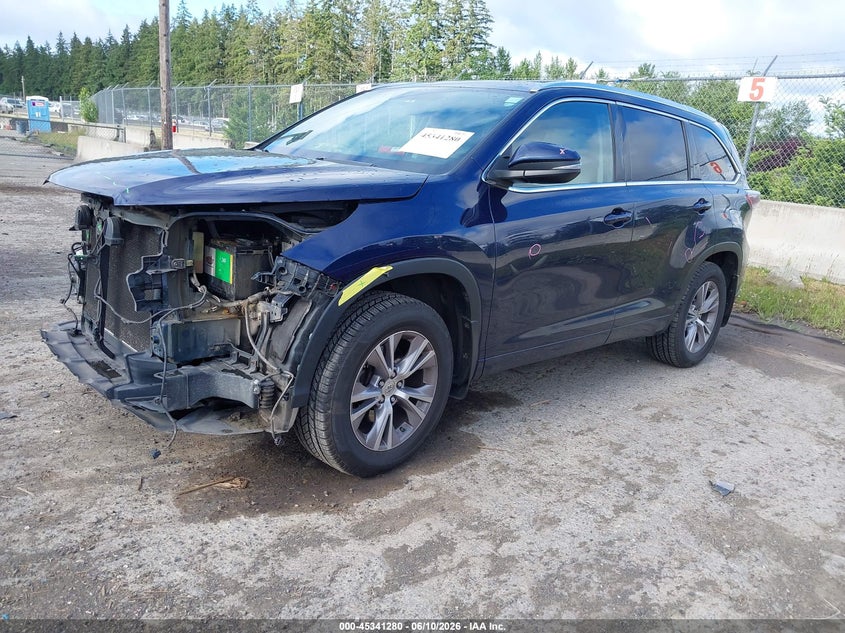 2015 Toyota Highlander VIN 5TDJKRFH9FS131403 IAAI salvage auction — FRONT END, Bill Of Sale (Washington), sold $7,850 on 2026-07-08 (photo 2)