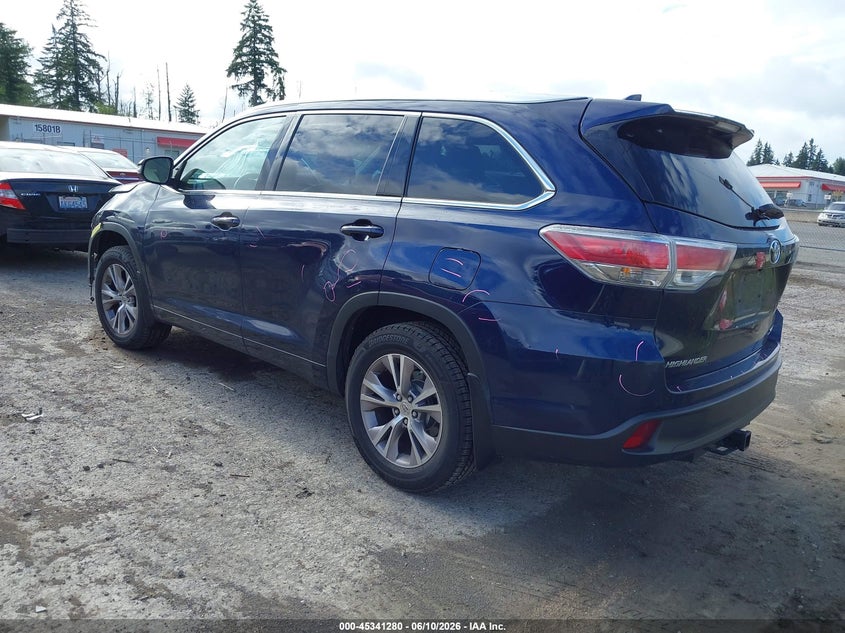 2015 Toyota Highlander VIN 5TDJKRFH9FS131403 IAAI salvage auction — FRONT END, Bill Of Sale (Washington), sold $7,850 on 2026-07-08 (photo 3)