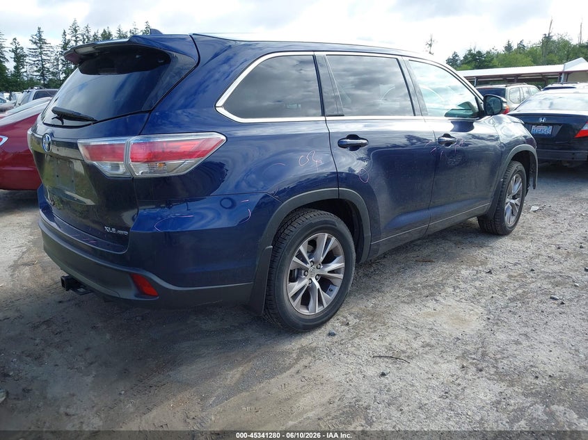2015 Toyota Highlander VIN 5TDJKRFH9FS131403 IAAI salvage auction — FRONT END, Bill Of Sale (Washington), sold $7,850 on 2026-07-08 (photo 4)