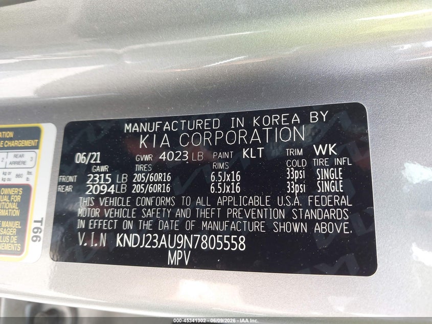 2022 Kia Soul VIN KNDJ23AU9N7805558 IAAI salvage auction — FRONT END, Salvage (Virginia), sold $3,425 on 2026-07-31 (photo 9)