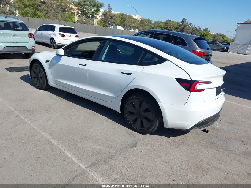 2026 Tesla Model 3 VIN 5YJ3E1EA3TF192512 IAAI salvage auction — RIGHT REAR, Salvage (California), sold $12,600 on 2026-07-30 (photo 3)