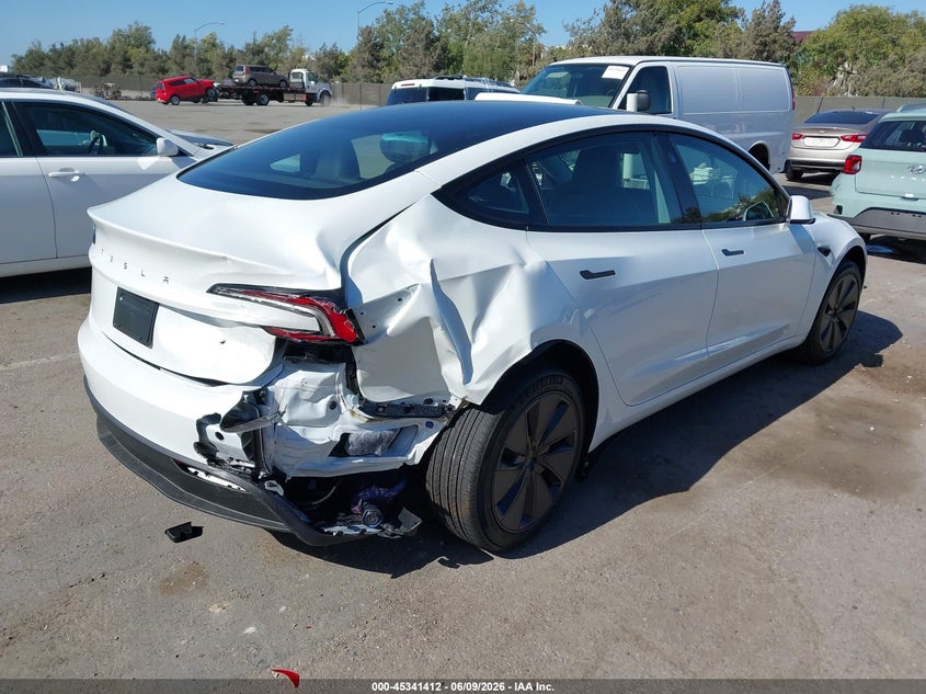 2026 Tesla Model 3 VIN 5YJ3E1EA3TF192512 IAAI salvage auction — RIGHT REAR, Salvage (California), sold $12,600 on 2026-07-30 (photo 6)