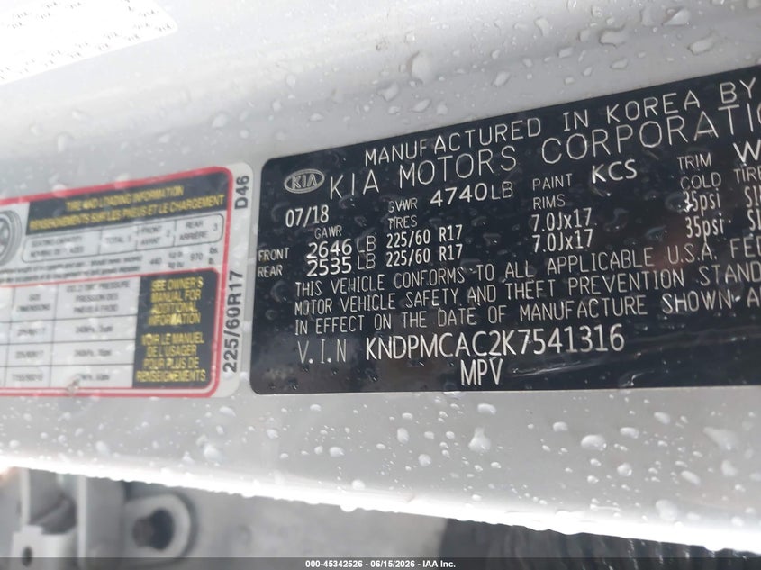 2019 Kia Sportage VIN KNDPMCAC2K7541316 IAAI salvage auction — FRONT END, Original (Texas), sold $2,100 on 2026-07-12 (photo 9)