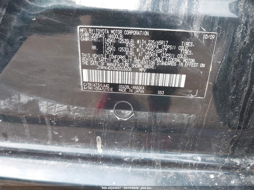 2010 Toyota Rav4 VIN JTMYK4DV3AD003608 IAAI salvage auction — FRONT END, Salvage (Iowa), sold $575 on 2026-07-13 (photo 9)