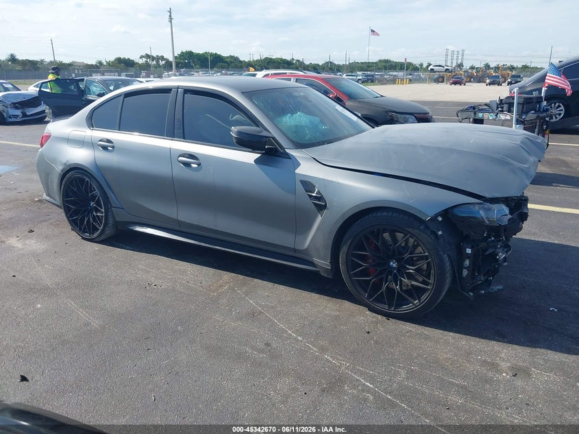 2025 BMW M3 VIN WBS33HJ0XSFU40785 IAAI salvage auction — FRONT END, Rebuildable (Florida), sold $25,250 on 2026-07-30 (photo 1)