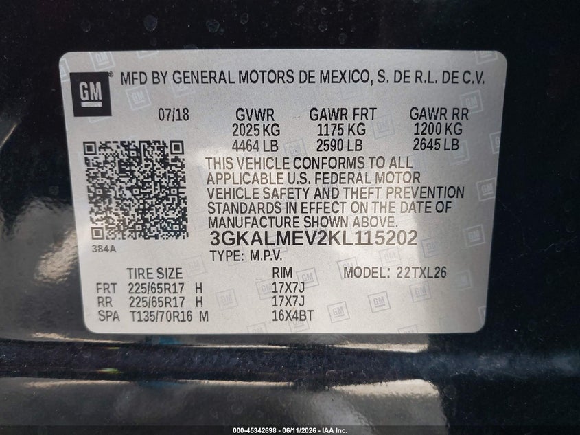 2019 Gmc Terrain VIN 3GKALMEV2KL115202 IAAI salvage auction — NORMAL WEAR, Sf97 (California), sold $7,000 on 2026-07-28 (photo 9)