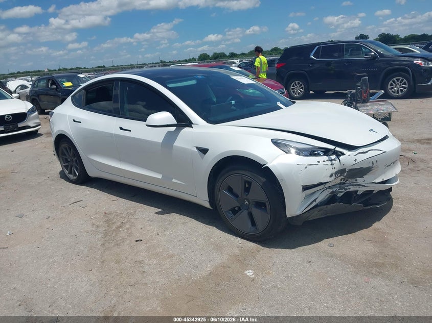 2021 Tesla Model 3 VIN 5YJ3E1EA3MF907760 IAAI salvage auction — FRONT END, Original (Texas), sold $6,200 on 2026-07-11 (photo 1)