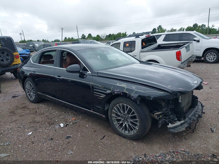 2022 Genesis G80 VIN KMTGB4SC5NU093476 IAAI salvage auction — FRONT END, Original (Texas), sold $10,125 on 2026-08-06 (photo 1)