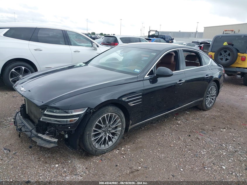 2022 Genesis G80 VIN KMTGB4SC5NU093476 IAAI salvage auction — FRONT END, Original (Texas), sold $10,125 on 2026-08-06 (photo 2)