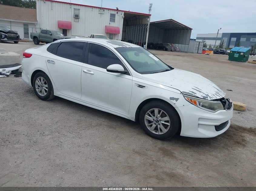 2016 Kia Optima VIN 5XXGT4L37GG042211 IAAI salvage auction — FRONT END, Rebuildable (Florida), sold $800 on 2026-07-07 (photo 1)