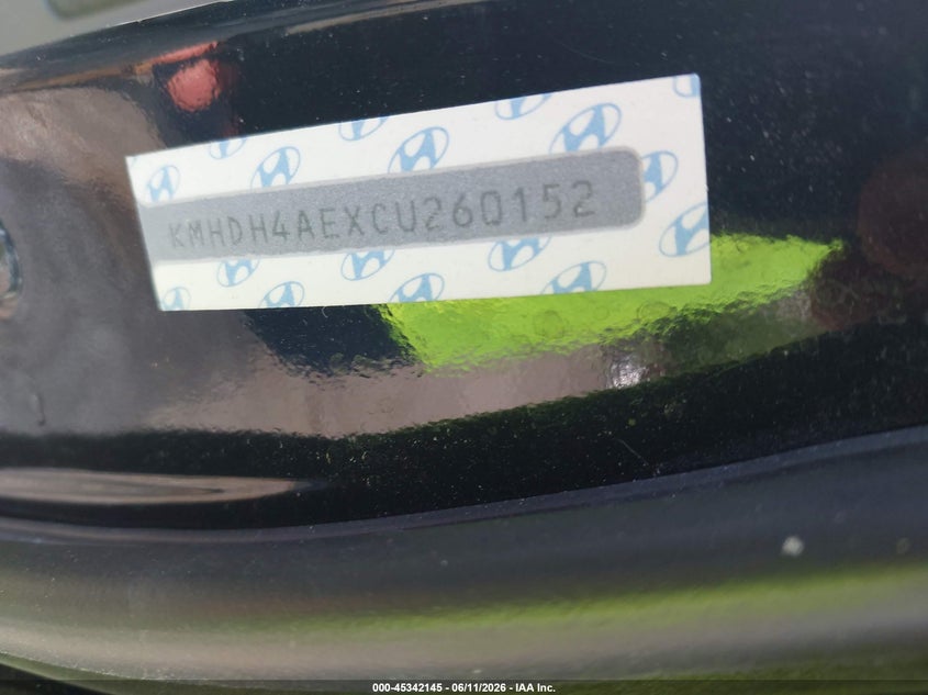 2012 Hyundai Elantra VIN KMHDH4AEXCU260152 IAAI salvage auction — ROLLOVER, Salvage (Ohio), sold $500 on 2026-07-15 (photo 9)