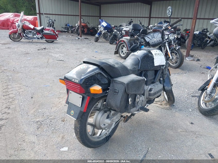 1987 BMW K75 VIN WB1057405H0131194 IAAI salvage auction — LEFT SIDE, Clear (Indiana), sold $25 on 2026-07-29 (photo 4)