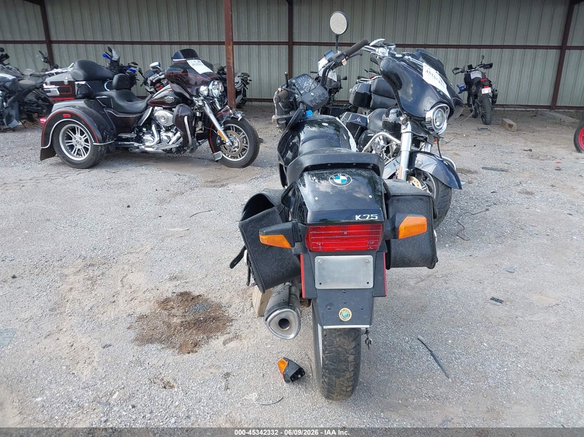 1987 BMW K75 VIN WB1057405H0131194 IAAI salvage auction — LEFT SIDE, Clear (Indiana), sold $25 on 2026-07-29 (photo 6)