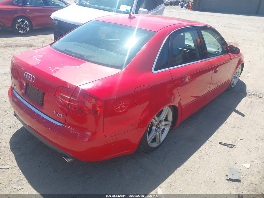 2007 Audi A4 VIN WAUDF78EX7A143158 IAAI salvage auction — REAR END, Salvage (Massachusetts), sold $425 on 2026-07-10 (photo 4)