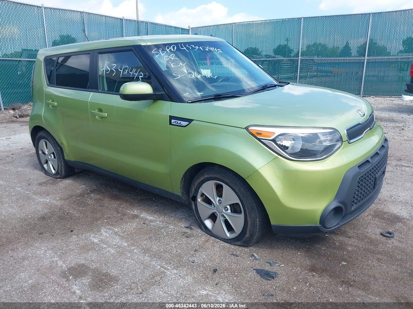 2016 Kia Soul VIN KNDJN2A29G7833170 IAAI salvage auction — RIGHT SIDE, Clear (Indiana), sold $625 on 2026-07-28 (photo 1)