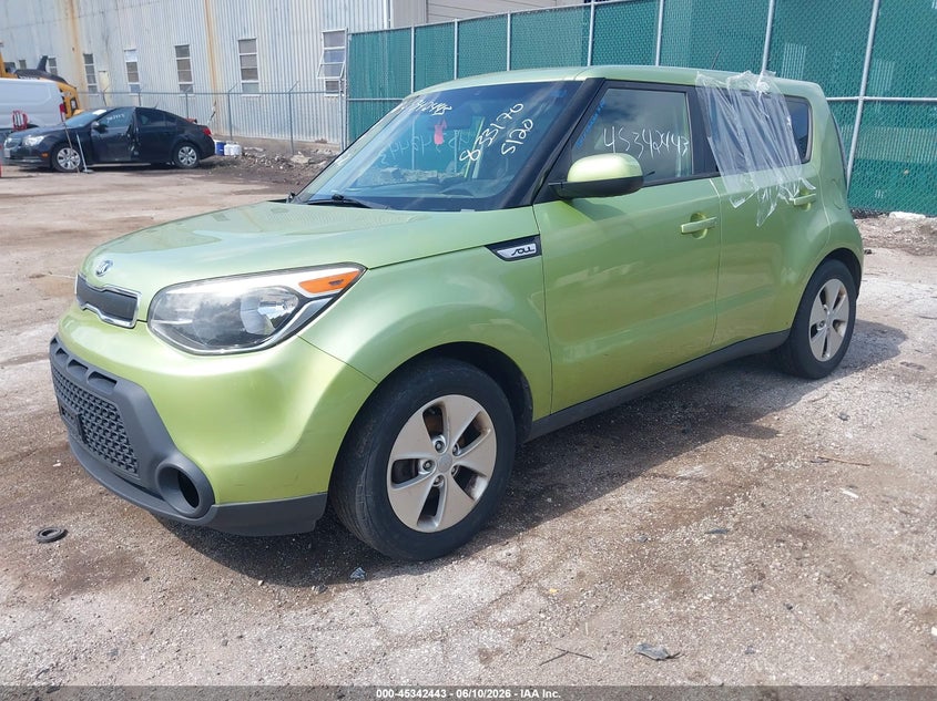 2016 Kia Soul VIN KNDJN2A29G7833170 IAAI salvage auction — RIGHT SIDE, Clear (Indiana), sold $625 on 2026-07-28 (photo 2)
