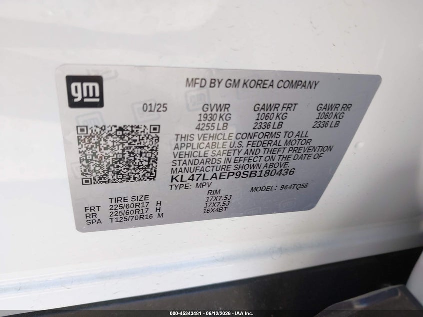 2025 Buick Envista VIN KL47LAEP9SB180436 IAAI salvage auction — LEFT REAR, Salvage Title, sold $7,500 on 2026-07-28 (photo 9)