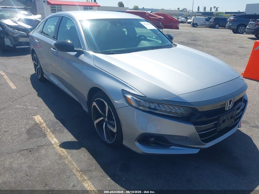 2021 Honda Accord VIN 1HGCV1F45MA046343 IAAI salvage auction — UNDERCARRIAGE, Wait Title, sold $7,600 on 2026-08-10 (photo 1)