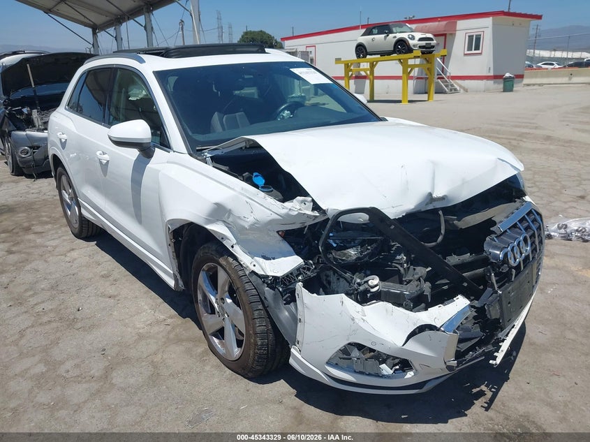 2020 Audi Q3 VIN WA1AECF35L1029043 IAAI salvage auction — FRONT END, Salvage (California), sold $3,550 on 2026-07-29 (photo 1)
