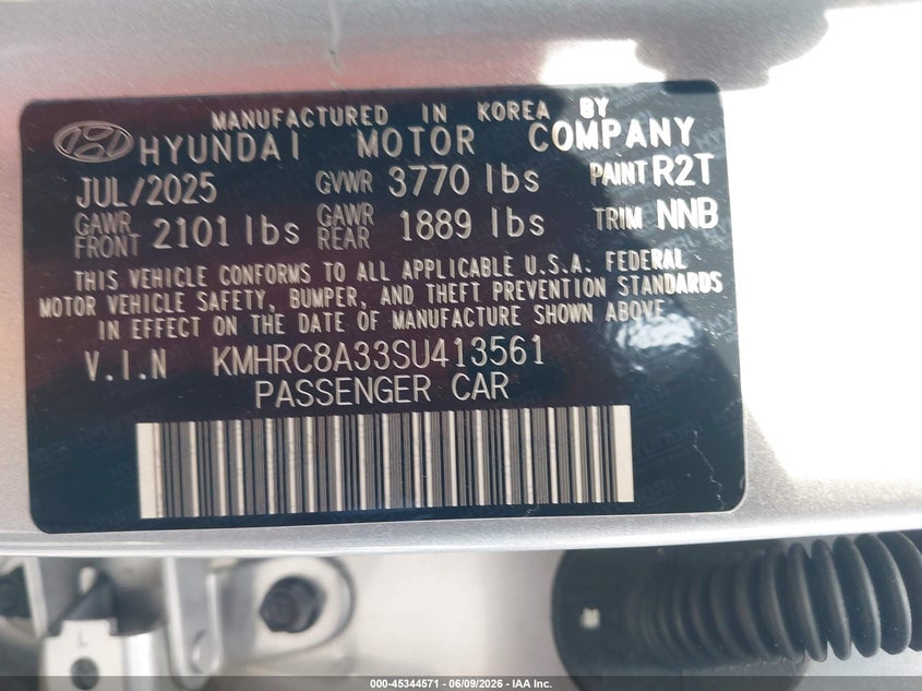 2025 Hyundai Venue VIN KMHRC8A33SU413561 IAAI salvage auction — REAR END, Rebuildable (Florida), sold $5,200 on 2026-07-30 (photo 9)