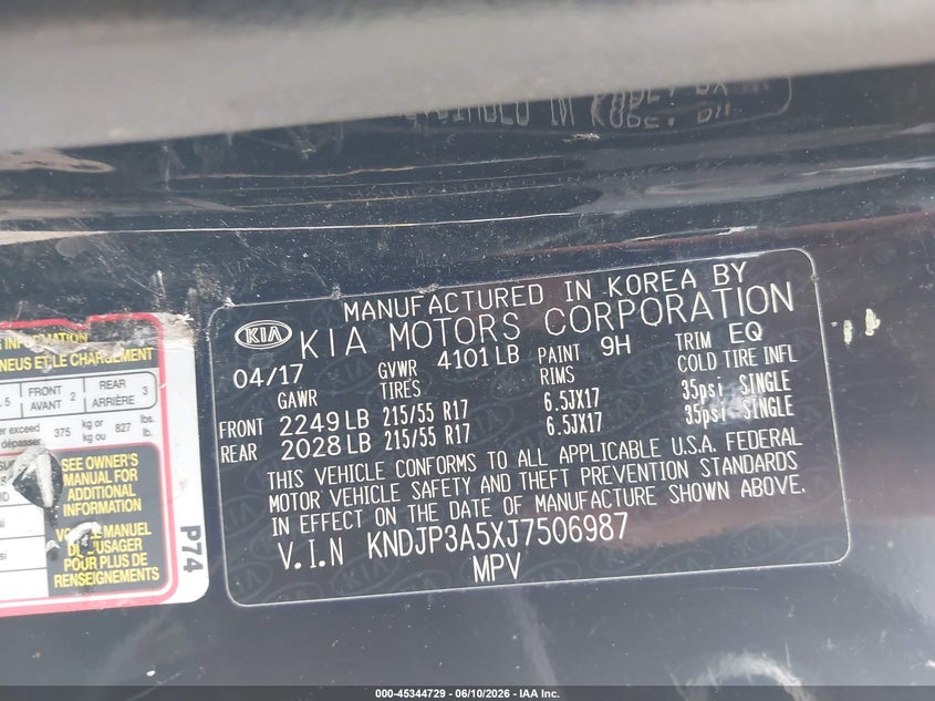 2018 Kia Soul VIN KNDJP3A5XJ7506987 IAAI salvage auction — SIDE, Clear (Virginia), sold $25 on 2026-07-07 (photo 9)