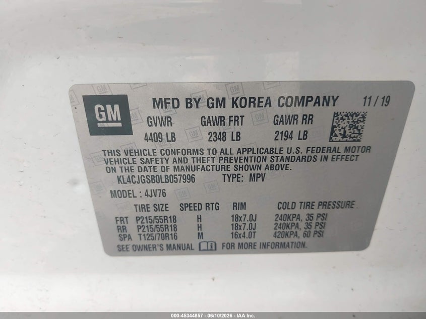 2020 Buick Encore VIN KL4CJGSB0LB057996 IAAI salvage auction — FRONT END, Salvage (Ohio), sold $2,450 on 2026-07-14 (photo 8)