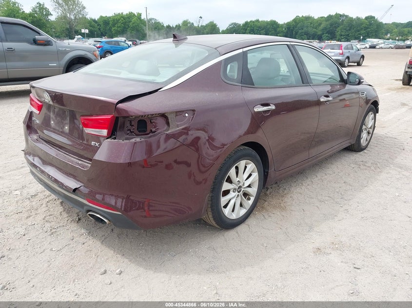 2016 Kia Optima VIN 5XXGU4L30GG093871 IAAI salvage auction — FRONT & REAR, Salvage (Idaho), sold $1,325 on 2026-07-07 (photo 4)