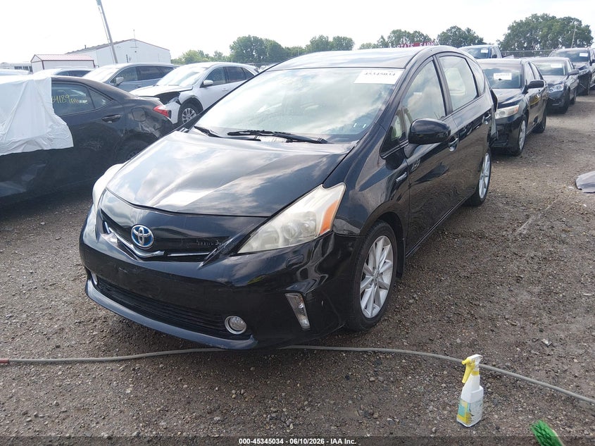 2013 Toyota Prius v VIN JTDZN3EU6D3229356 IAAI salvage auction — FRONT & REAR, Salvage (Indiana), sold $1,700 on 2026-07-11 (photo 2)