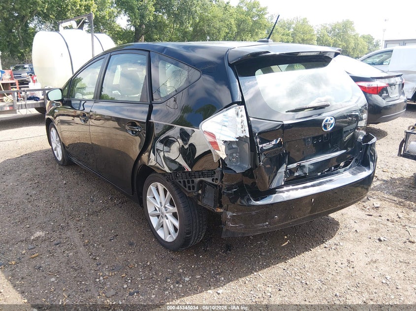 2013 Toyota Prius v VIN JTDZN3EU6D3229356 IAAI salvage auction — FRONT & REAR, Salvage (Indiana), sold $1,700 on 2026-07-11 (photo 3)