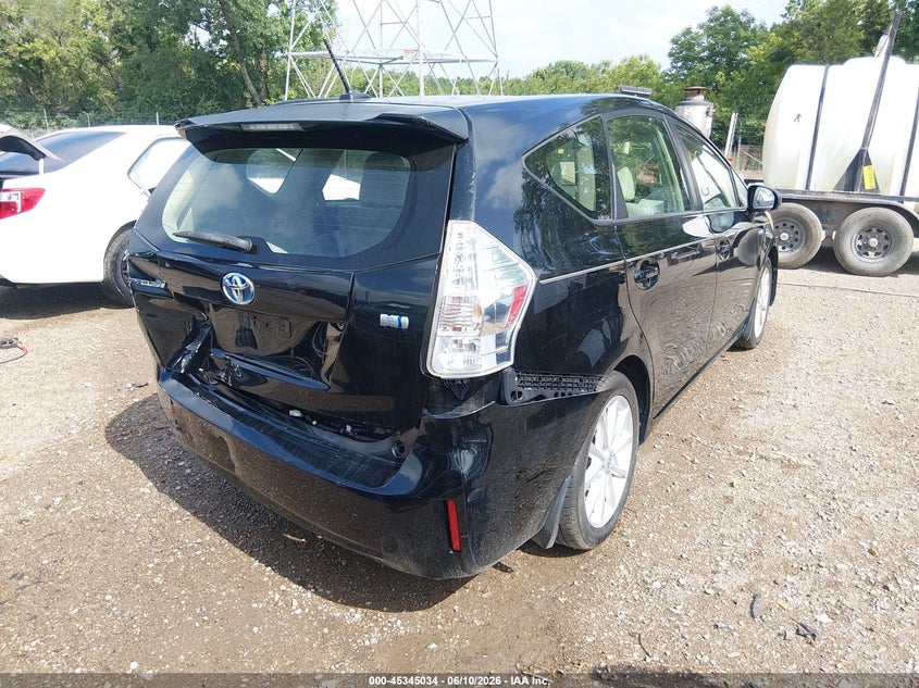 2013 Toyota Prius v VIN JTDZN3EU6D3229356 IAAI salvage auction — FRONT & REAR, Salvage (Indiana), sold $1,700 on 2026-07-11 (photo 4)