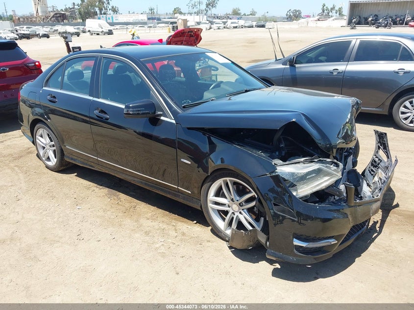 2012 Mercedes-benz C-klasse VIN WDDGF4HB1CR220568 IAAI salvage auction — FRONT END, Salvage Title, sold $1,000 on 2026-07-15 (photo 1)