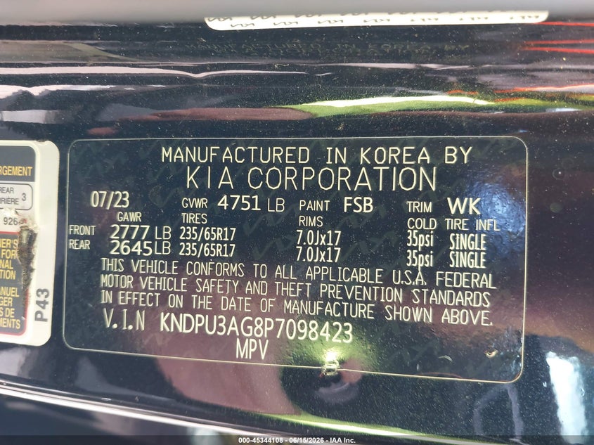 2023 Toyota Corolla VIN KNDPU3AG8P7098423 IAAI salvage auction — FRONT END, Salvage (Hawaii), sold $1,400 on 2026-07-07 (photo 9)
