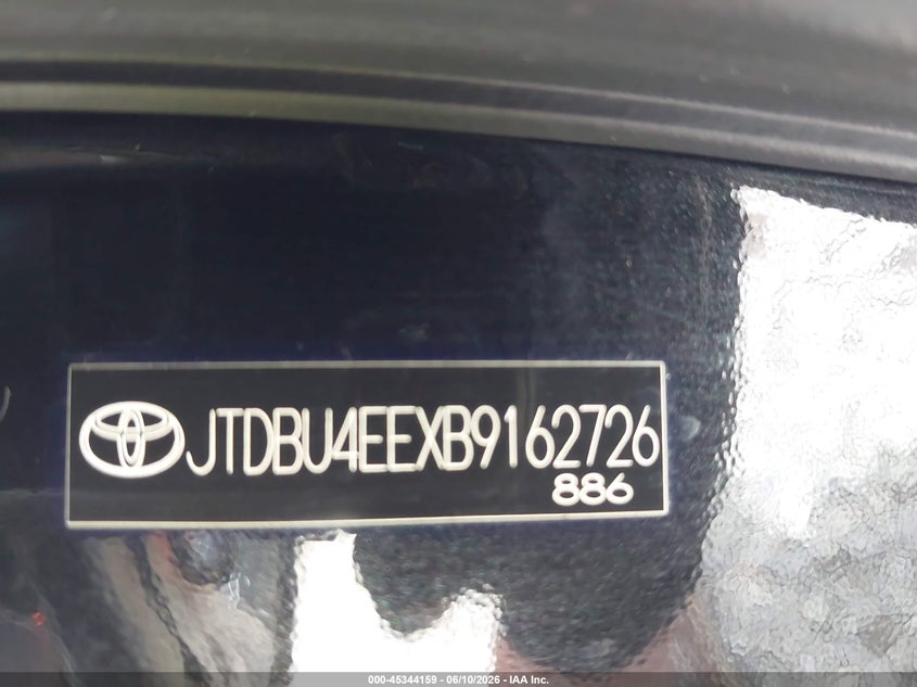 2011 Toyota Corolla VIN JTDBU4EEXB9162726 IAAI salvage auction — LEFT SIDE, Bill Of Sale (Washington), sold $925 on 2026-07-08 (photo 9)
