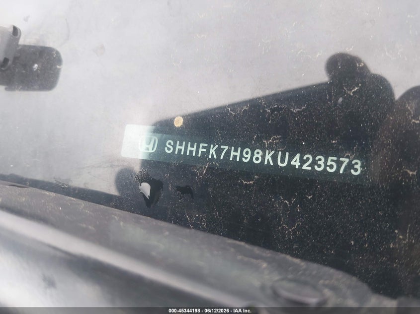 2019 Honda Civic VIN SHHFK7H98KU423573 IAAI salvage auction — LEFT SIDE, Bill Of Sale (Washington), sold $7,700 on 2026-07-14 (photo 9)