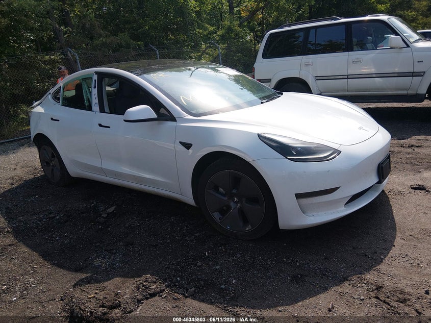 2023 Tesla Model 3 VIN 5YJ3E1EAXPF499911 IAAI salvage auction — REAR END, Salvage Title, sold $6,100 on 2026-07-23 (photo 1)