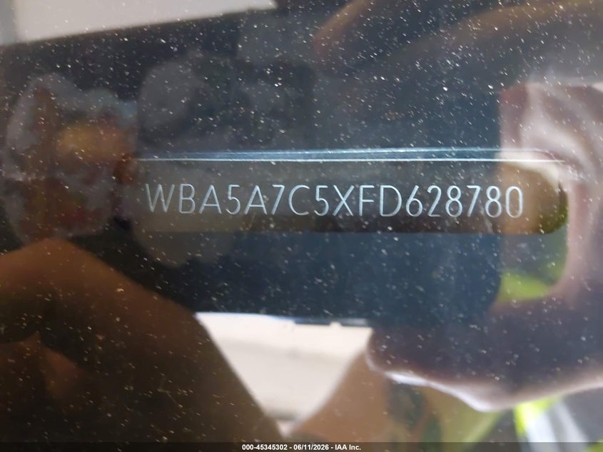 2015 BMW 5er VIN WBA5A7C5XFD628780 IAAI salvage auction — NORMAL WEAR, Clear (Michigan), sold $550 on 2026-07-28 (photo 9)