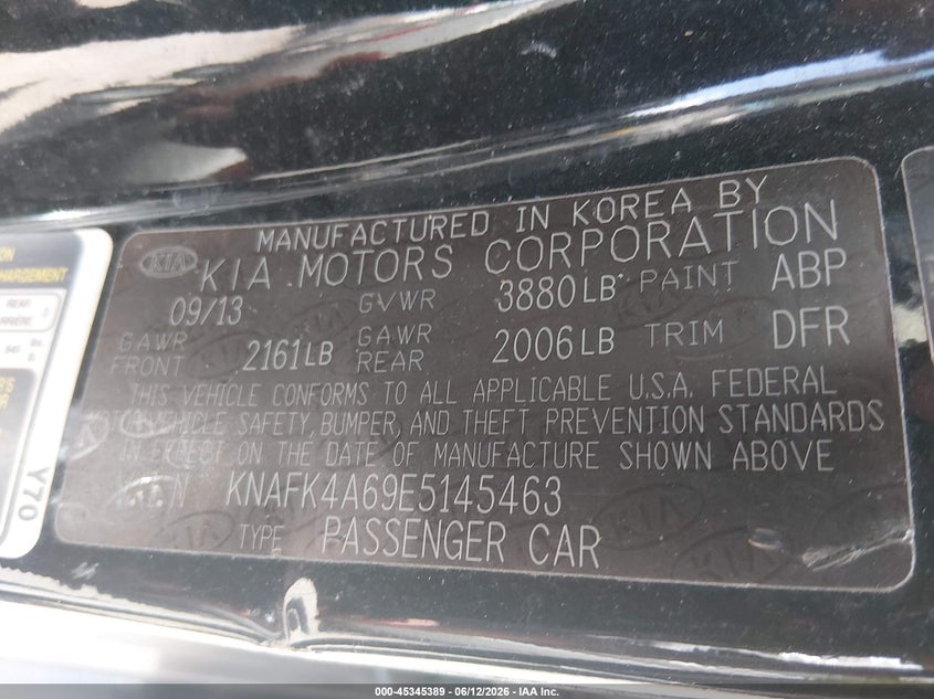 2014 Kia Forte VIN KNAFK4A69E5145463 IAAI salvage auction — RIGHT SIDE, Salvage (Louisiana), sold $475 on 2026-07-20 (photo 9)