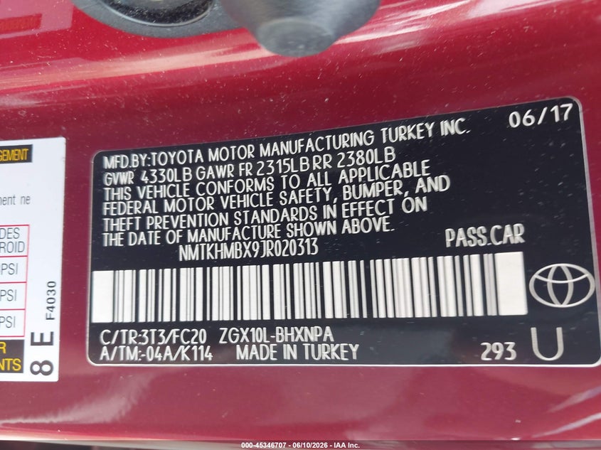 2018 Toyota C-hr VIN NMTKHMBX9JR020313 IAAI salvage auction — RIGHT FRONT, Salvage (Georgia), sold $5,000 on 2026-07-29 (photo 9)