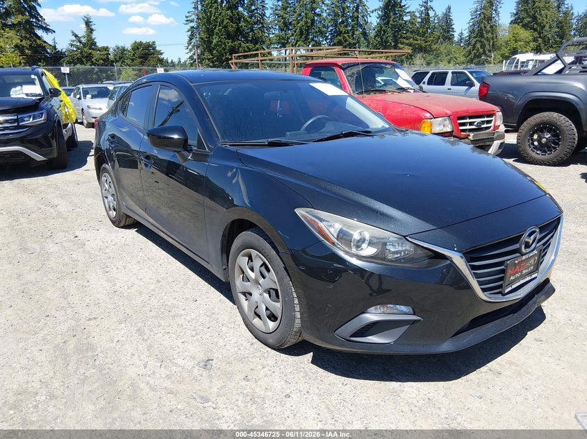 2014 Mazda 3 VIN JM1BM1T79E1131151 IAAI salvage auction — LEFT REAR, Salvage Title, sold $1,450 on 2026-07-22 (photo 1)