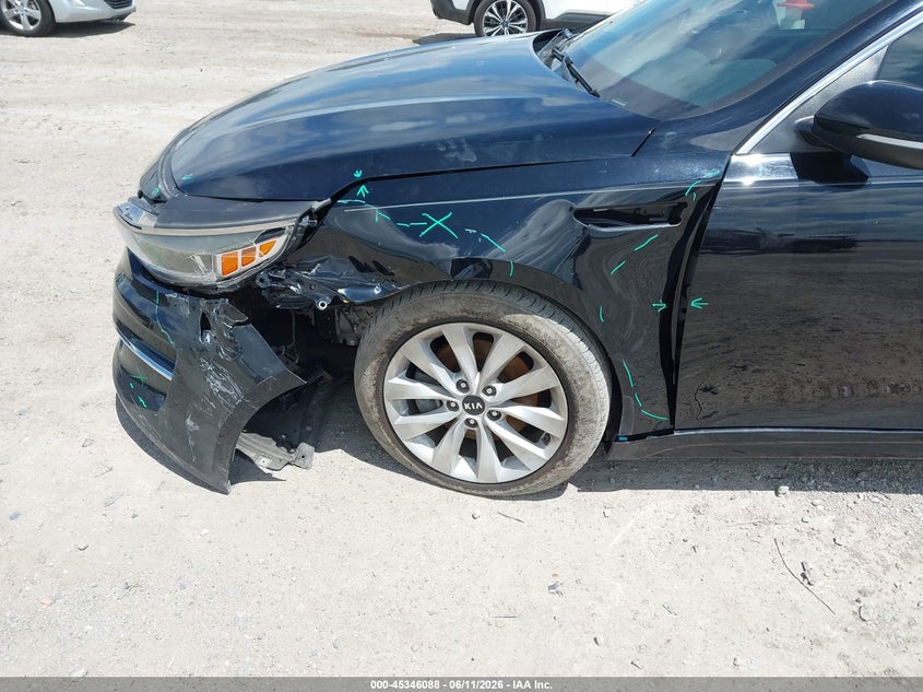 2018 Kia Optima VIN 5XXGU4L31JG191718 IAAI salvage auction — LEFT FRONT, Salvage (Texas), sold $1,500 on 2026-08-01 (photo 6)