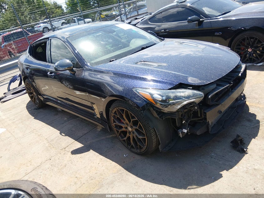 2020 Kia Stinger VIN KNAE35LC7L6085336 IAAI salvage auction — FRONT & REAR, Salvage (North Carolina), sold $3,600 on 2026-07-09 (photo 1)