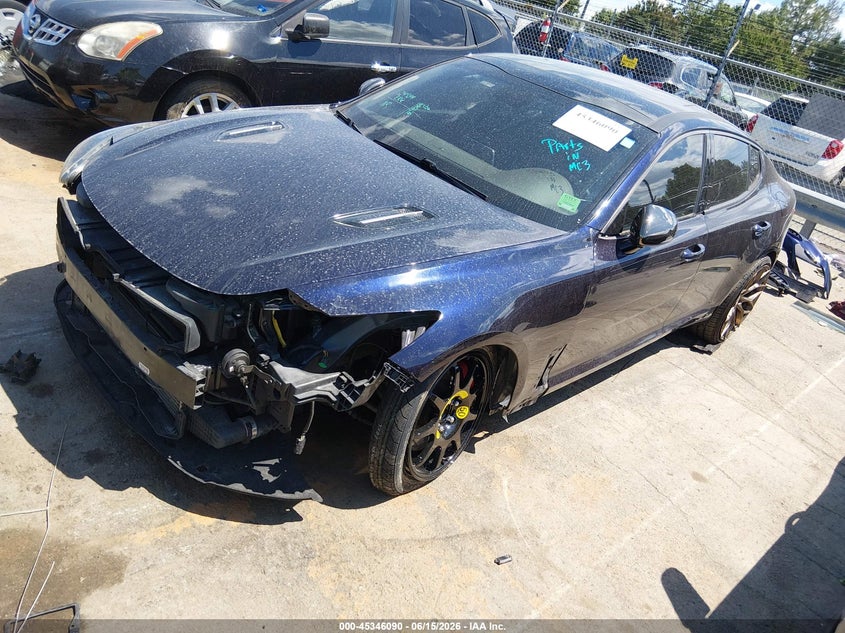 2020 Kia Stinger VIN KNAE35LC7L6085336 IAAI salvage auction — FRONT & REAR, Salvage (North Carolina), sold $3,600 on 2026-07-09 (photo 2)