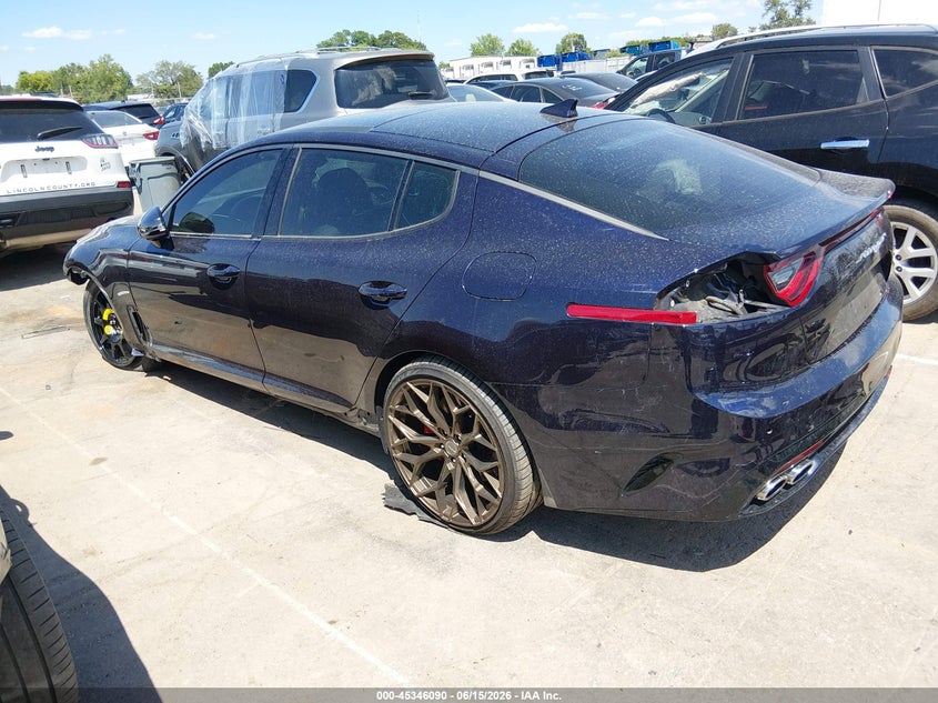 2020 Kia Stinger VIN KNAE35LC7L6085336 IAAI salvage auction — FRONT & REAR, Salvage (North Carolina), sold $3,600 on 2026-07-09 (photo 3)