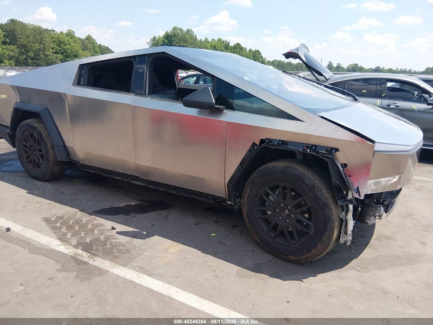 2025 Tesla Cybertruck VIN 7G2CEHED0SA071982 IAAI salvage auction — FRONT & REAR, Salvage (North Carolina), sold $20,200 on 2026-07-30 (photo 1)