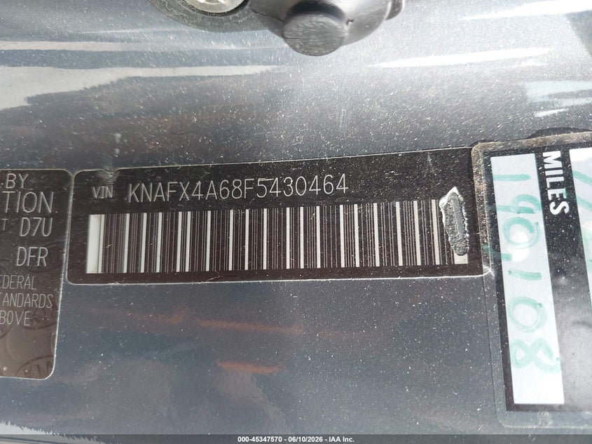 2015 Kia Forte VIN KNAFX4A68F5430464 IAAI salvage auction — RIGHT SIDE, Salvage (Kansas), sold $675 on 2026-07-15 (photo 9)